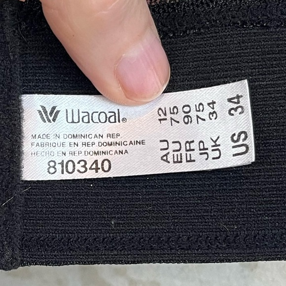 Wacoal Black Lace Bra Sz 34 Style #810340 - Picture 8 of 14